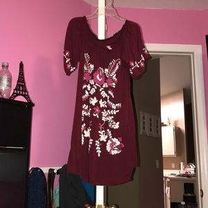 Xhilaration maroon off the shoulder dress